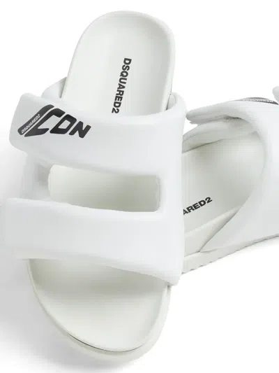 Dsquared2 Logo Printed Slides In White