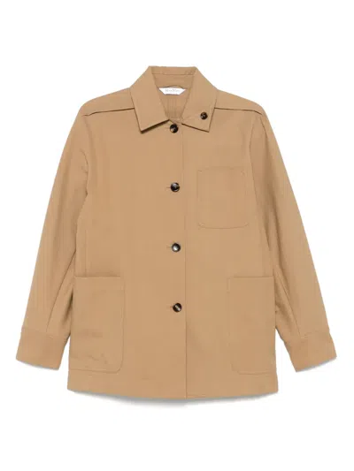 Max Mara Cotton Jacket With Buttoned Cuffs And Collar In Brown