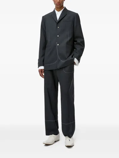 Ader Error Striped Trousers In Grey