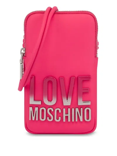 Love Moschino Logo-plaque Phone Holder In Pink