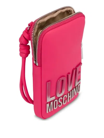 Love Moschino Logo-plaque Phone Holder In Pink
