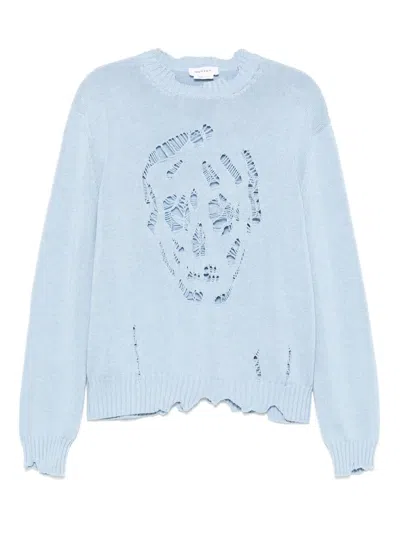 Alexander Mcqueen Mcqueen Skull Sweater In Blue
