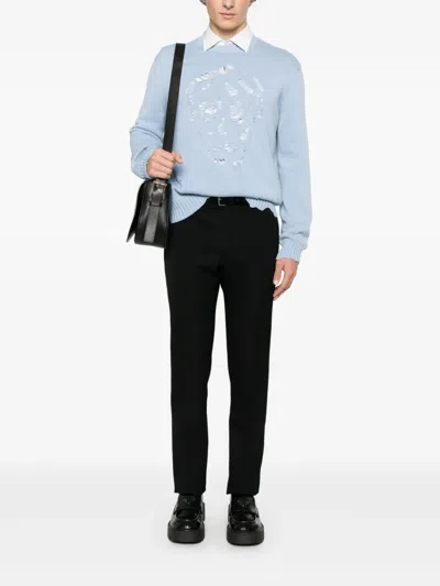 Alexander Mcqueen Mcqueen Skull Sweater In Blue