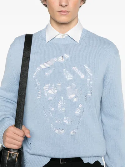Alexander Mcqueen Mcqueen Skull Sweater In Blue