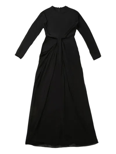 The Row Draped-detail Maxi Dress In Black