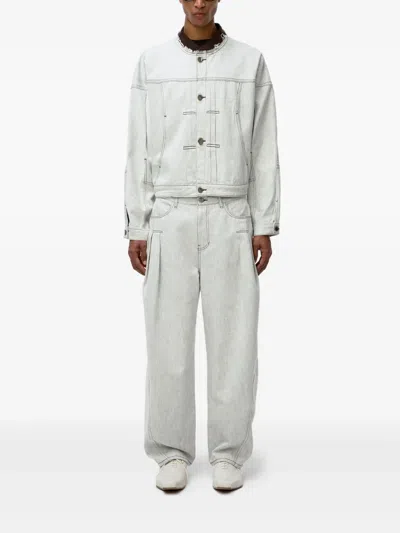 Ader Error Long Sleeve Denim Jacket In White