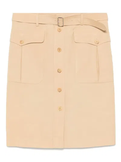 Pre-owned Hermes 2000s Slub-texture Mini Skirt In Neutrals