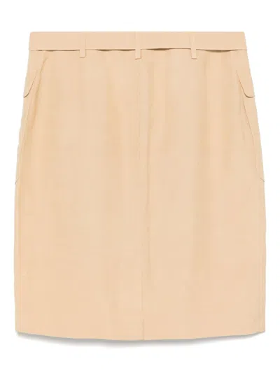 Pre-owned Hermes 2000s Slub-texture Mini Skirt In Neutrals