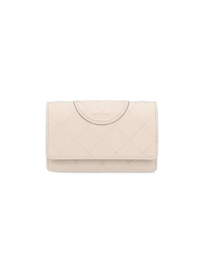 Tory Burch Fleming Soft Chain Wallet In White