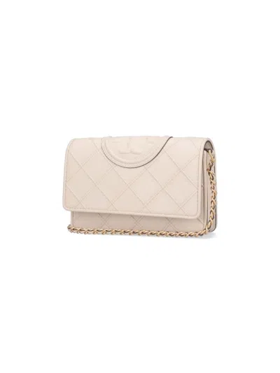 Tory Burch Fleming Soft Chain Wallet In White