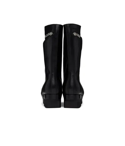 Rick Owens Black Solid Round Toe Boots In Black