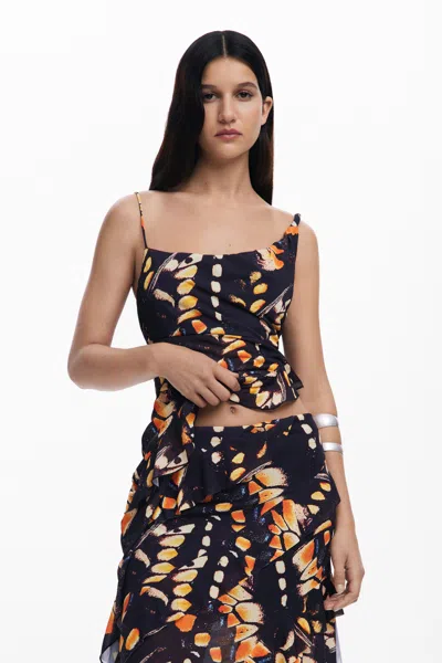 Desigual Ruffled Butterfly Skirt In Black
