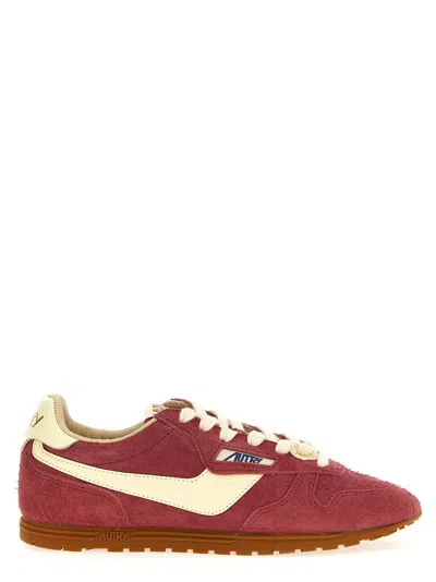 Autry Windspin Suede And Leather Sneakers In Rubyrutabaga In Burgundy