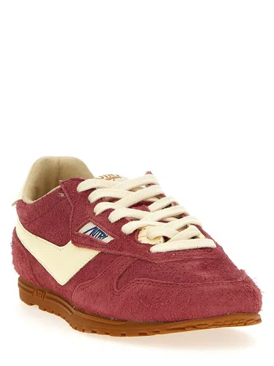 Autry Windspin Suede And Leather Sneakers In Rubyrutabaga In Burgundy
