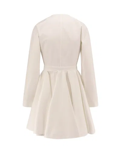 Alaïa Asymmetric Midi Lenght Cotton Popeline Dress In White