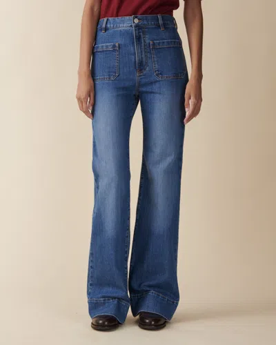 Jeanerica St Monica Brisk Flared Jeans In Mid Vintage In Blue