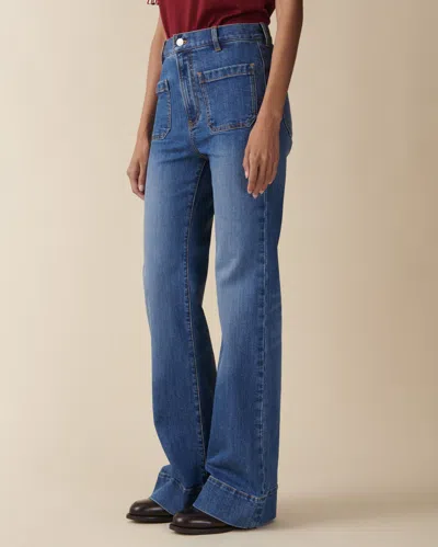 Jeanerica St Monica Brisk Flared Jeans In Mid Vintage In Blue