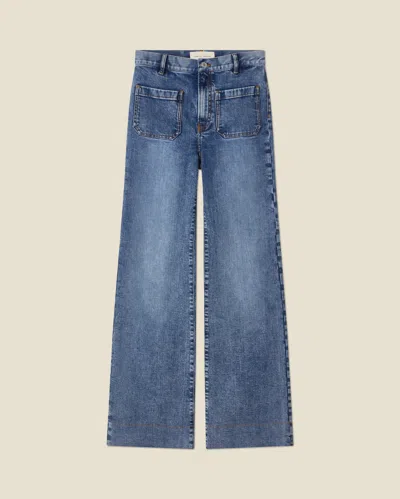 Jeanerica St Monica Brisk Flared Jeans In Mid Vintage In Blue