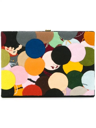 Olympia Le-tan X Bernard Frize Dotted Felt Patch Book Clutch In Multicolour