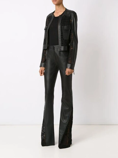 Shop Martha Medeiros Leather Flared Trousers In Black