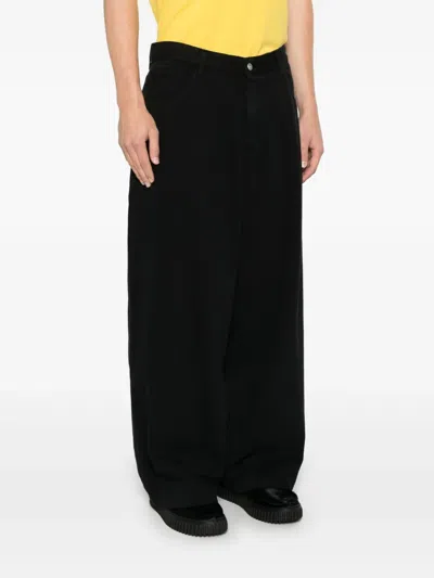 Ymc You Must Create Ymc Wide Leg Denim Jeans With Logo Button In Black