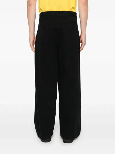 Ymc You Must Create Ymc Wide Leg Denim Jeans With Logo Button In Black