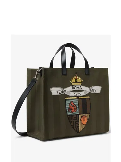 Fendi Structured Tote Bag With Detachable Strap And Top Handles In Multicolor