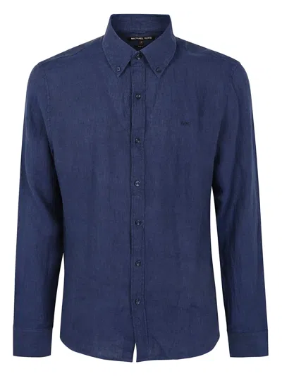 Michael Kors Linen Shirt Long Sleeves In Blue