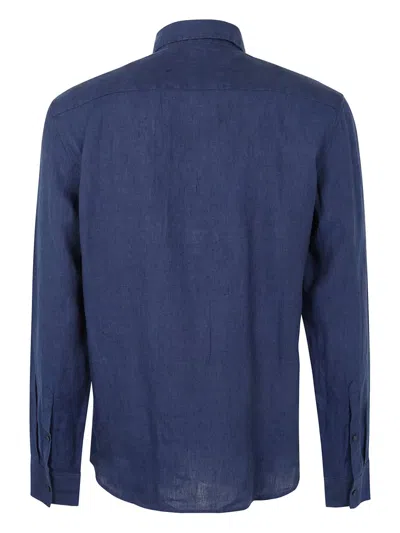 Michael Kors Linen Shirt Long Sleeves In Blue