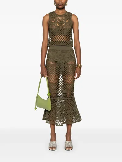 Pinko Crochet Vest In Green