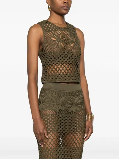 Pinko Crochet Vest In Green