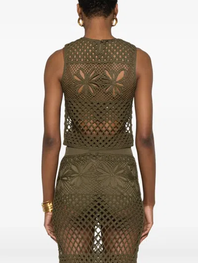 Pinko Crochet Vest In Green