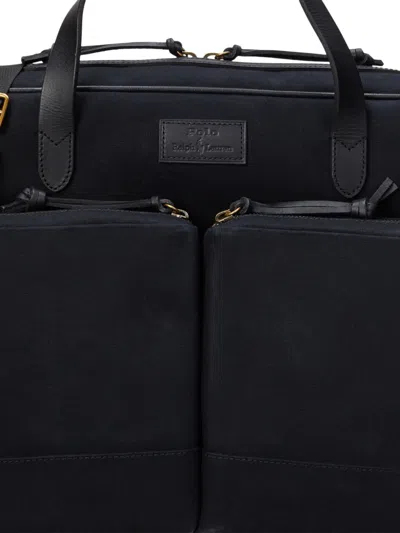 Polo Ralph Lauren Leather-trim Laptop Bag In Black | ModeSens