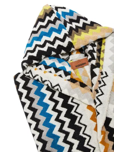Missoni Best Hooded Cotton Terry Bathrobe In Black