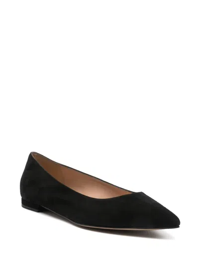 Gianvito Rossi Suede Pointed-toe Ballerina Flats In Black