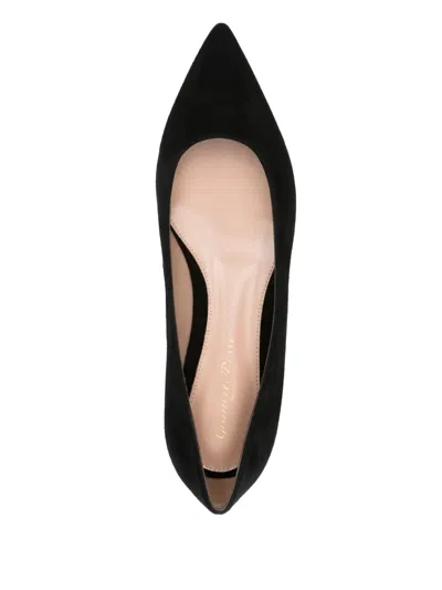 Gianvito Rossi Suede Pointed-toe Ballerina Flats In Black