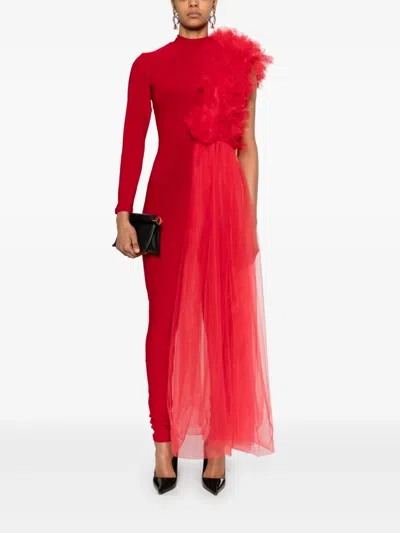 Alchemy X Lia Aram Tulle-appliqué Jumpsuit In Red