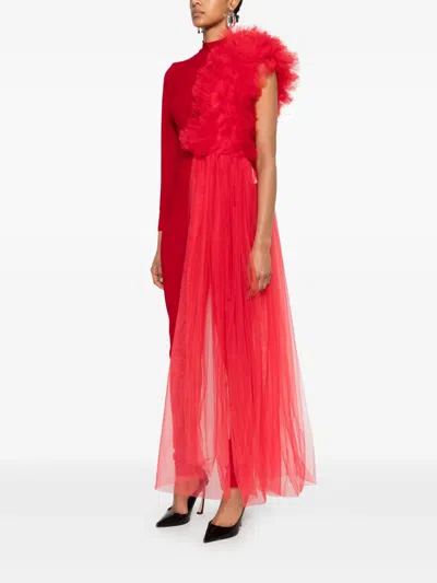Alchemy X Lia Aram Tulle-appliqué Jumpsuit In Red