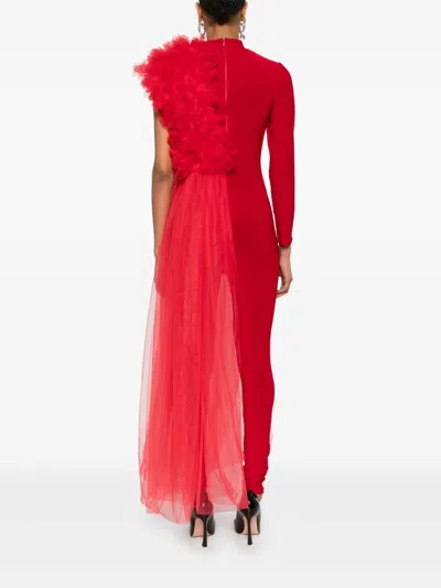 Alchemy X Lia Aram Tulle-appliqué Jumpsuit In Red