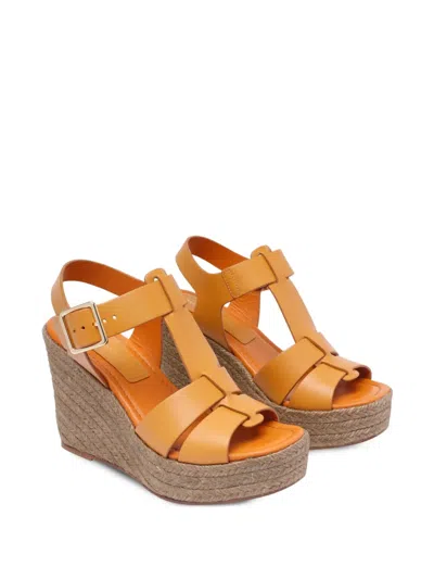 Paloma Barceló Woman Espadrilles Mandarin Size 8 Cow Leather In Orange