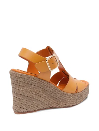 Paloma Barceló Woman Espadrilles Mandarin Size 8 Cow Leather In Orange