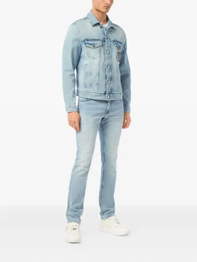 Billionaire Logo-appliqué Denim Jacket In Blue