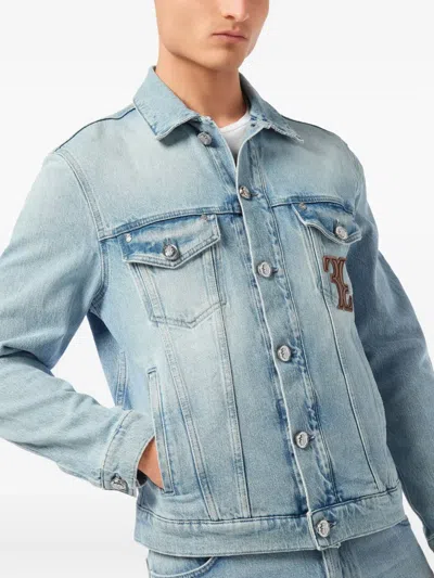 Billionaire Logo-appliqué Denim Jacket In Blue