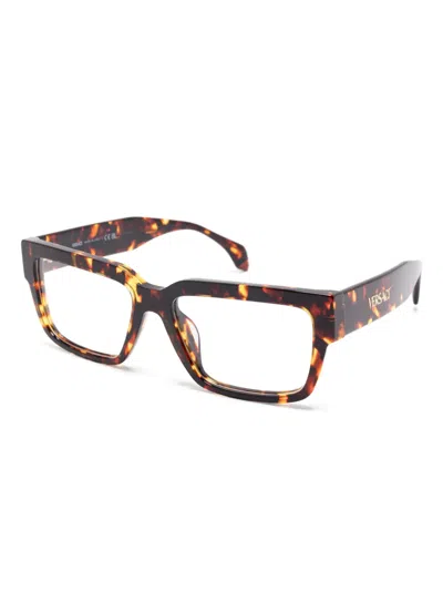 Versace Square-frame Glasses In Brown