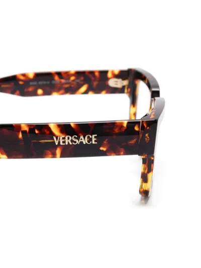 Versace Square-frame Glasses In Brown