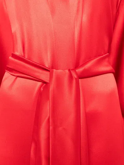 Carine Gilson Calais Caudry-lace Silk Dressing Gown In Red