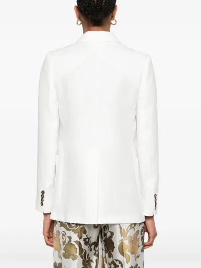 Max Mara Single-breasted Linen Blazer Featuring Pockets In White