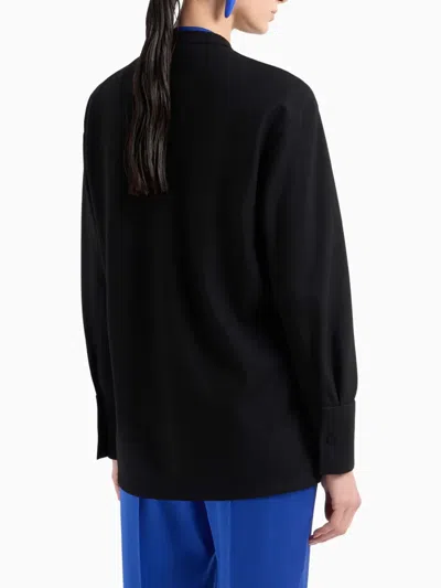 Giorgio Armani Sophisticated Mandarin Collar Shirt In Black