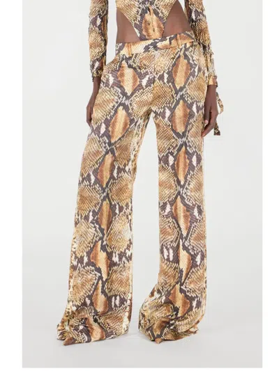 Roberto Cavalli Hose Mit Python-print In Brown