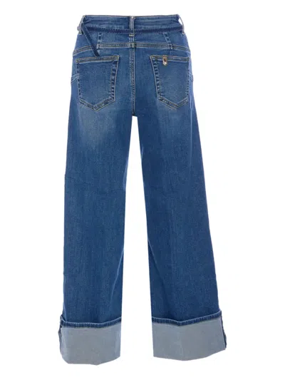 Liu •jo Wide Cuffs Denim Jeans Trousers With 5 Pockets In Blue